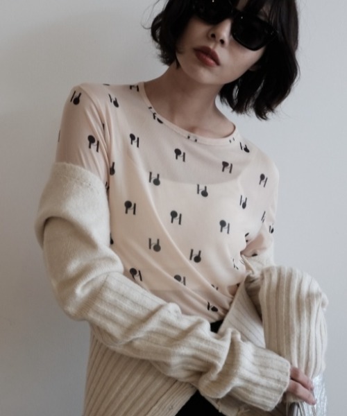 HONEY MI HONEY（ハニーミーハニー） tシャツ logo tulle two-way tops
