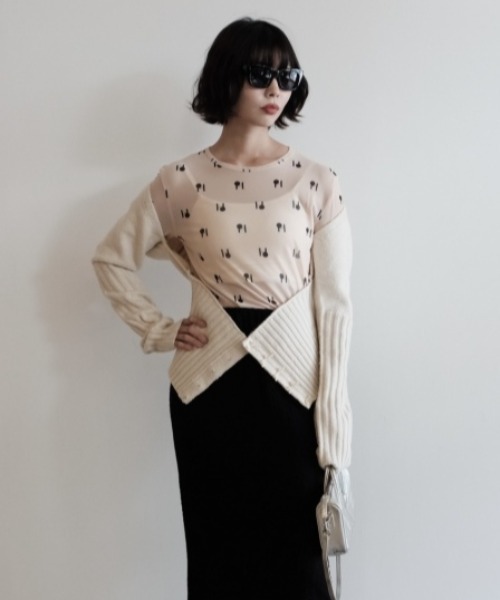 ハニーミーハニー Ｔシャツ HONEY MI HONEY（ハニーミーハニー） tシャツ logo tulle two-way tops
