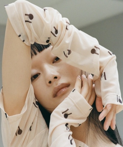 HONEY MI HONEY（ハニーミーハニー） tシャツ logo tulle two-way tops