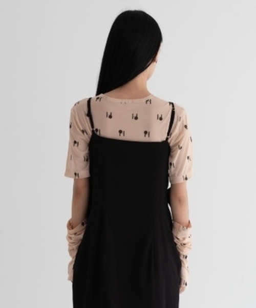 HONEY MI HONEY（ハニーミーハニー） tシャツ logo tulle two-way tops