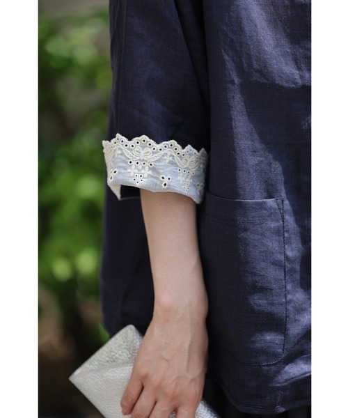 cawaii ジャケット ノーカラージャケット （濃紺）風通る涼しさの