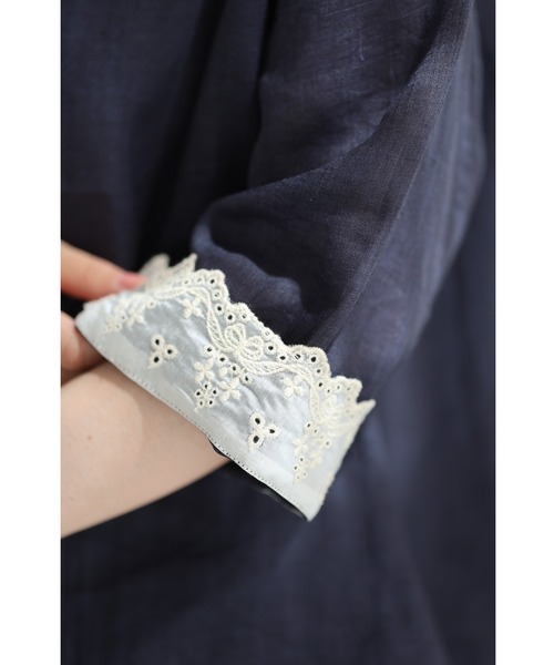 cawaii ジャケット ノーカラージャケット （濃紺）風通る涼しさの