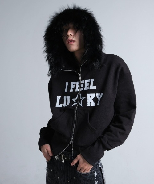 I FEEL LUCKY パーカー 「IFEELLUCKY」Lucky fur hood zip up / 「アイ 