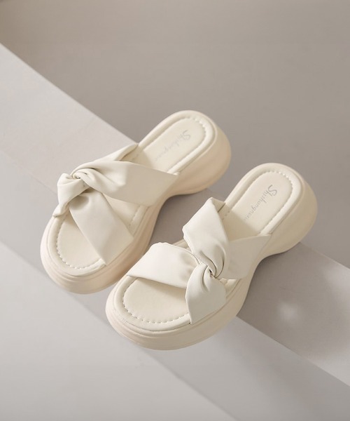 「Miniministore」 「shiohangnuxie」フラットサンダル 24.0cm アイボリー レディース_画像6