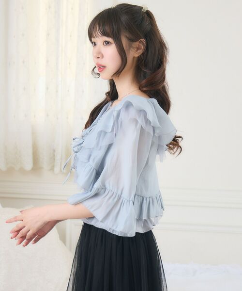 「ems excite」 7分袖ブラウス FREE ナチュラル レディース_画像8