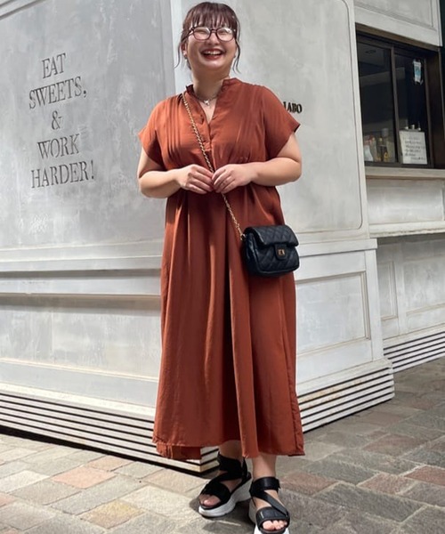 「un dix cors」 半袖ワンピース FREE オレンジ レディース_画像4