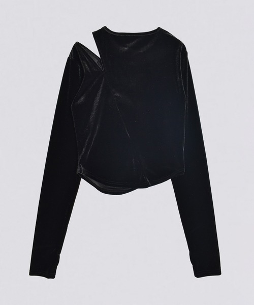 kiehtova tシャツ 「kiehtova」VELOR SLIT GATHER TOPS/ベロア