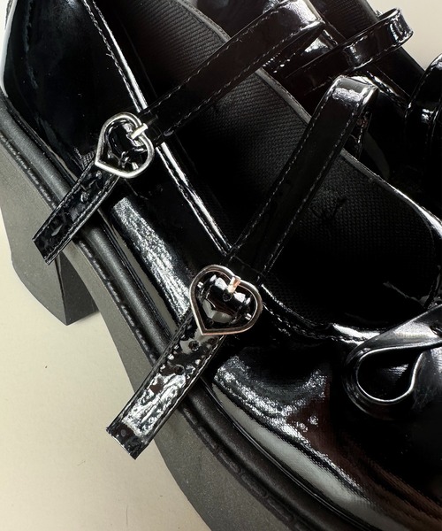 MAISON SELECT パンプス 9C93 ハートバックル クロスストラップ 厚底