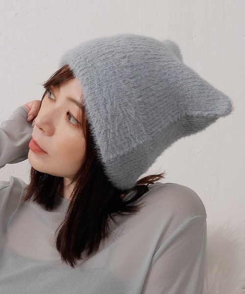 ニット帽 ニットキャップ 猫耳 シャギー レディース : ZOZOTOWN Yahoo