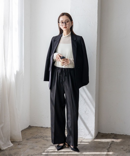 Futu-no-Stripe-Pants スラックス No Rule No Line スラックス パンツ ピンストライプワイドパンツ