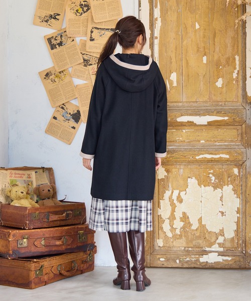 Rose Tiara（ローズティアラ） コート アウター フード付き配色切替え