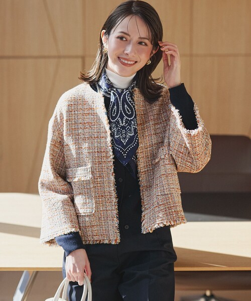 23区（ニジュウサンク） コート アウター GIOLICAツイード ノーカラー