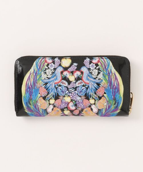 未使用tsumorichisatoレザーラウンドジップ長財布　花柄×ミントブルー 未使用tsumorichisatoレザーラウンドジップ長財布 花柄×ミントブルー