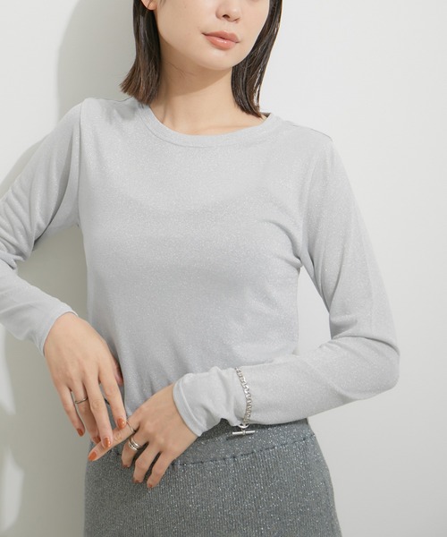 「LE CERCLE par rope'」 長袖カットソー FREE シルバー レディース_画像8