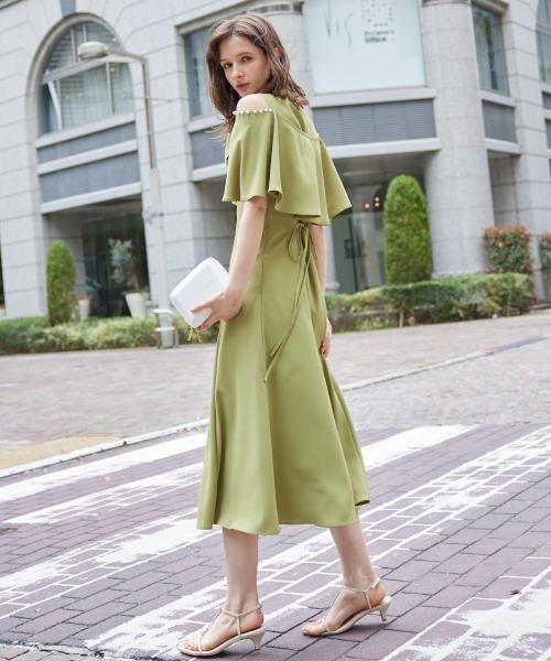 「AND COUTURE」 半袖ワンピース MEDIUM オレンジ レディース_画像6