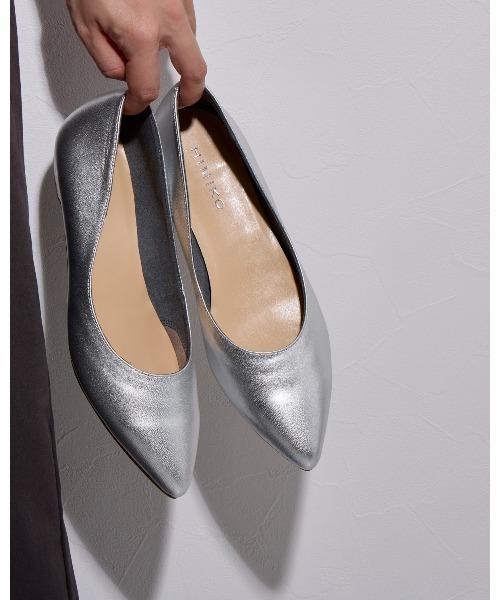 HIMIKO 「HIMIKO」 フラットパンプス 24.5cm シルバー レディース