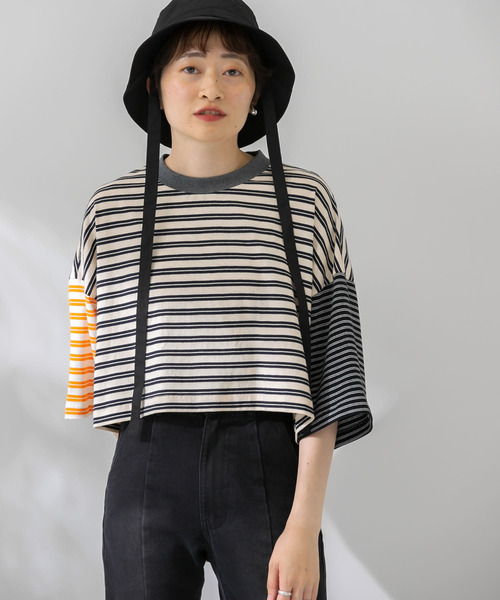 「KBF」 7分袖カットソー ONE ベージュ レディース_画像5