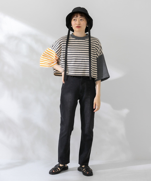 「KBF」 7分袖カットソー ONE ベージュ レディース_画像7