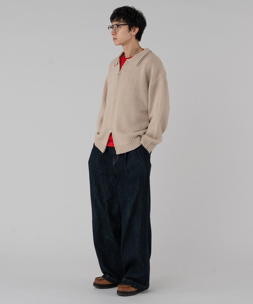 「Adoon plain」 ニットカーディガン MEDIUM アイボリー メンズ_画像8