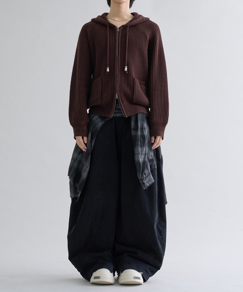 セーター ニット Beads Cord Knit Zip Hoodie / ビーズコード ジップ