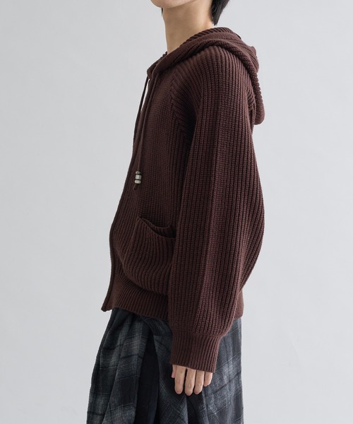 セーター ニット Beads Cord Knit Zip Hoodie / ビーズコード ジップ