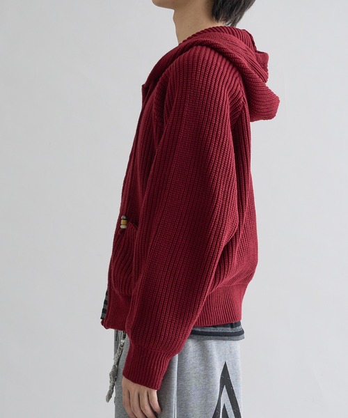 セーター ニット Beads Cord Knit Zip Hoodie / ビーズコード ジップ