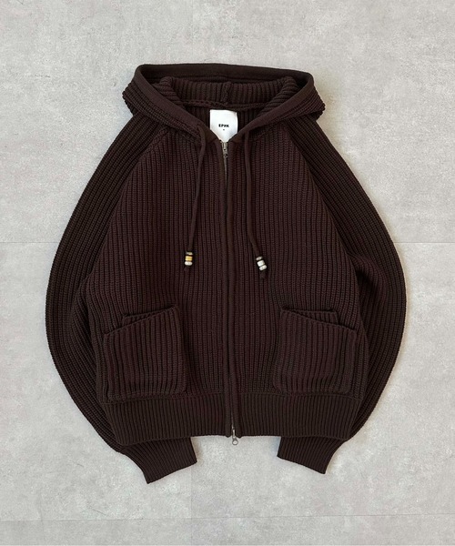 セーター ニット Beads Cord Knit Zip Hoodie / ビーズコード ジップ