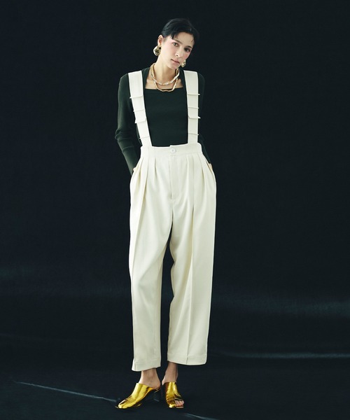 OMMO（オーエムエムオー） パンツ TUCK SHOULDER BELT PT レディース 