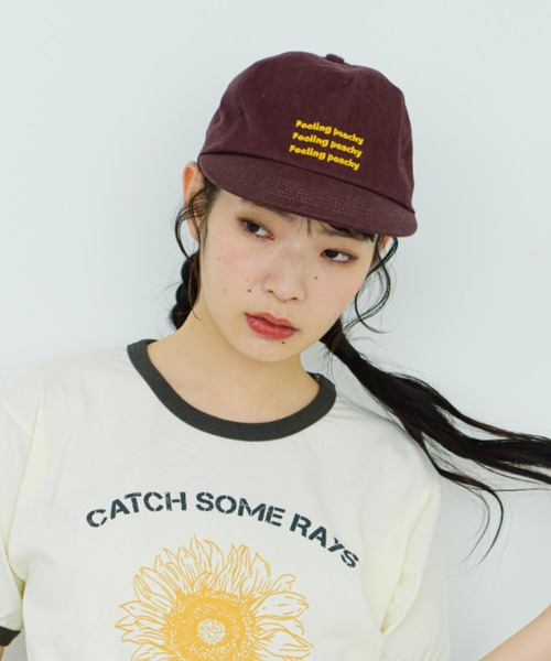 「eLur」 キャップ FREE ワインレッド レディース_画像2