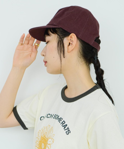 「eLur」 キャップ FREE ワインレッド レディース_画像3