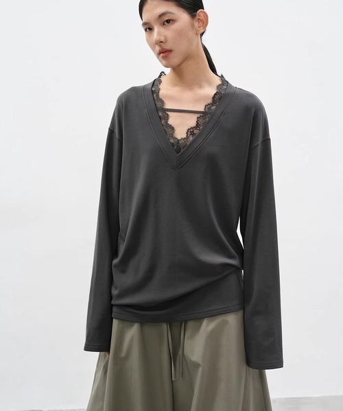 STONE  20ss Vネックカットソー M EIGHTHMONTH tシャツ Vネックレーストップス EM26s023「EIGHTHMONTH