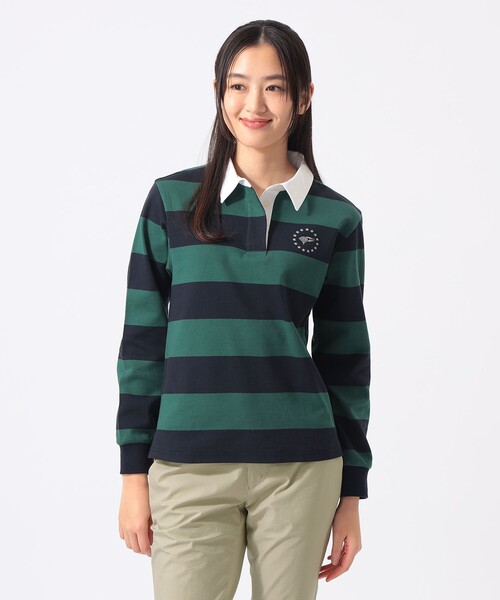 サイズ：L BEAMS GOLF ビームスゴルフ  長袖ポロシャツ ボーダー柄 ブラック系 [240101389928] ゴルフウェア レディース ストスト BEAMS GOLF（ビームス ゴルフ） ポロシャツ ポロ ORANGE LABEL