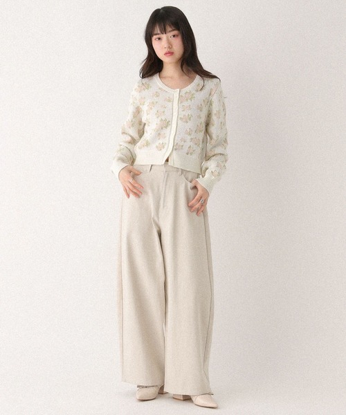 Hether♡肩出し花柄tops♡ Heather（ヘザー） カーディガン フラワージャガードカーディガン