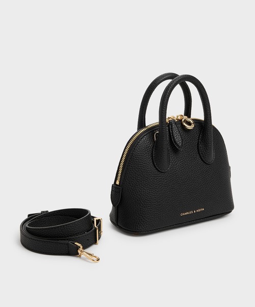 Charles&Keith ハンドルボウリングバッグ - ノワール CHARLES ＆ KEITH（チャールズ&キース） トートバッグ Beryl ベリル