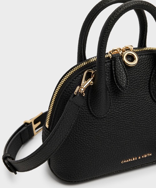 Charles&Keith ハンドルボウリングバッグ - ノワール CHARLES ＆ KEITH（チャールズ&キース） トートバッグ Beryl ベリル