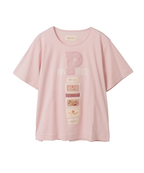 PINK HOUSE 半袖 Tシャツ ピンク PINK HOUSE（ピンクハウス） tシャツ 半袖 Pロゴアップリケ＆ネーム