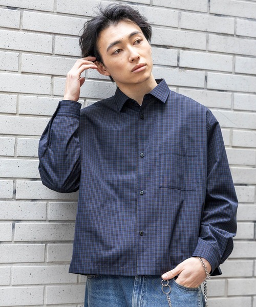 RAGEBLUE(レイジブルー) シャツ Cropped Check Shirt/ミニチェック柄 RAGEBLUE(レイジブルー) シャツ Cropped Check Shirt/ミニチェック柄