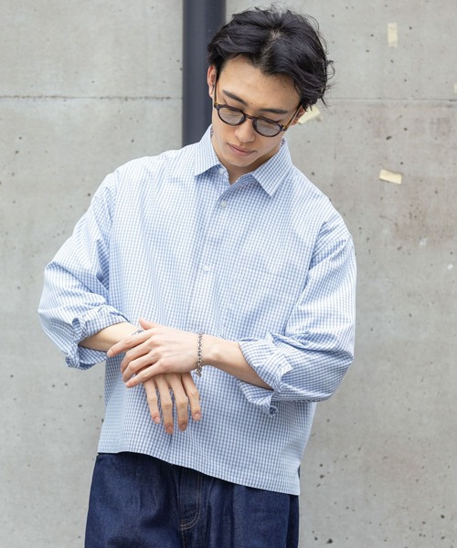 RAGEBLUE（レイジブルー） シャツ Cropped Check Shirt/ミニチェック柄