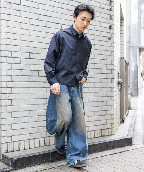 新品未使用品　ダイアグラム　グレー系チェック クロップドシャツ 新品未使用品 ダイアグラム グレー系チェック クロップドシャツ 【公式