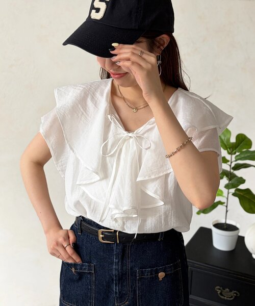 Chez toi（シェトワ） ブラウス シャツ ラッフルブラウス レディース