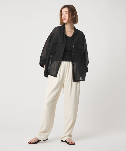 conte コットン　シアー　サファリシャツ conte ブラウス シャツ 「conte」コットン シアー サファリシャツ