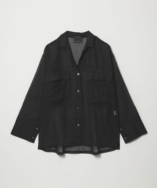 conte ブラウス シャツ 「conte」コットン シアー サファリシャツ