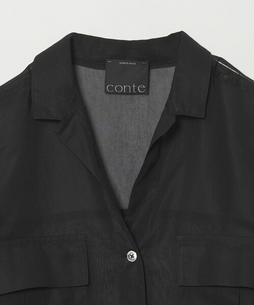 conte ブラウス シャツ 「conte」コットン シアー サファリシャツ