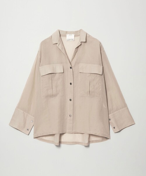 conte ブラウス シャツ 「conte」コットン シアー サファリシャツ