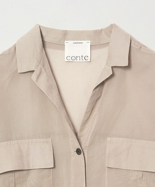 conte ブラウス シャツ 「conte」コットン シアー サファリシャツ