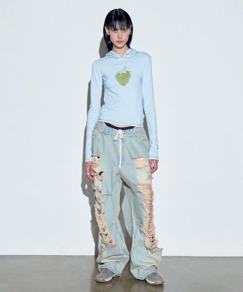 「SCULPTOR」 デニムパンツ MEDIUM ホワイト系その他 レディースの画像