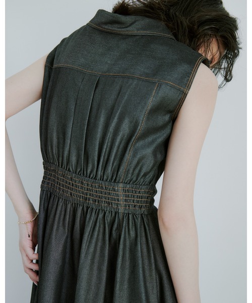 「anuans」 ノースリーブワンピース MEDIUM ブラック レディース_画像3