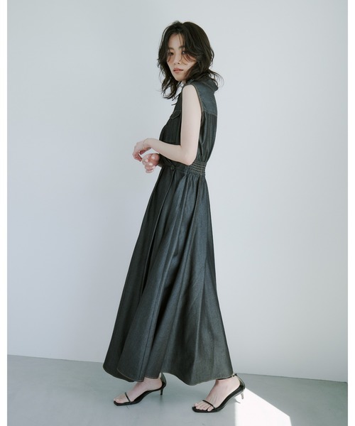 「anuans」 ノースリーブワンピース MEDIUM ブラック レディース_画像6