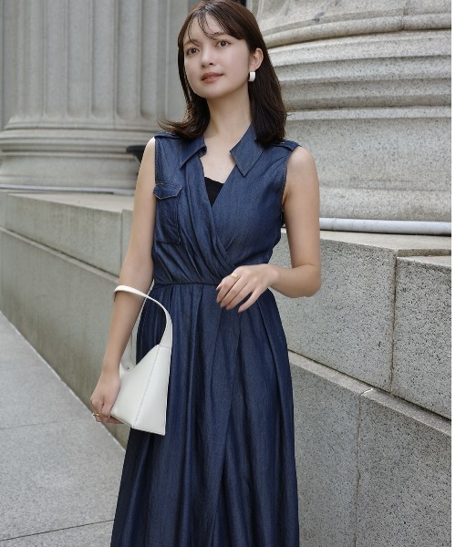 「anuans」 ノースリーブワンピース MEDIUM ブラック レディース_画像8