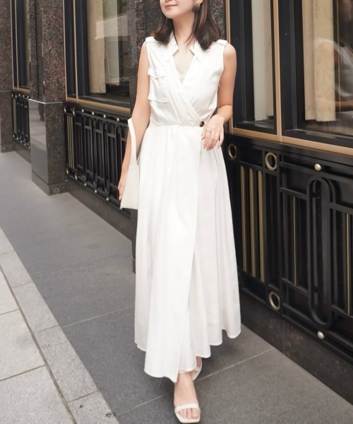 「anuans」 ノースリーブワンピース MEDIUM ブラック レディース_画像9